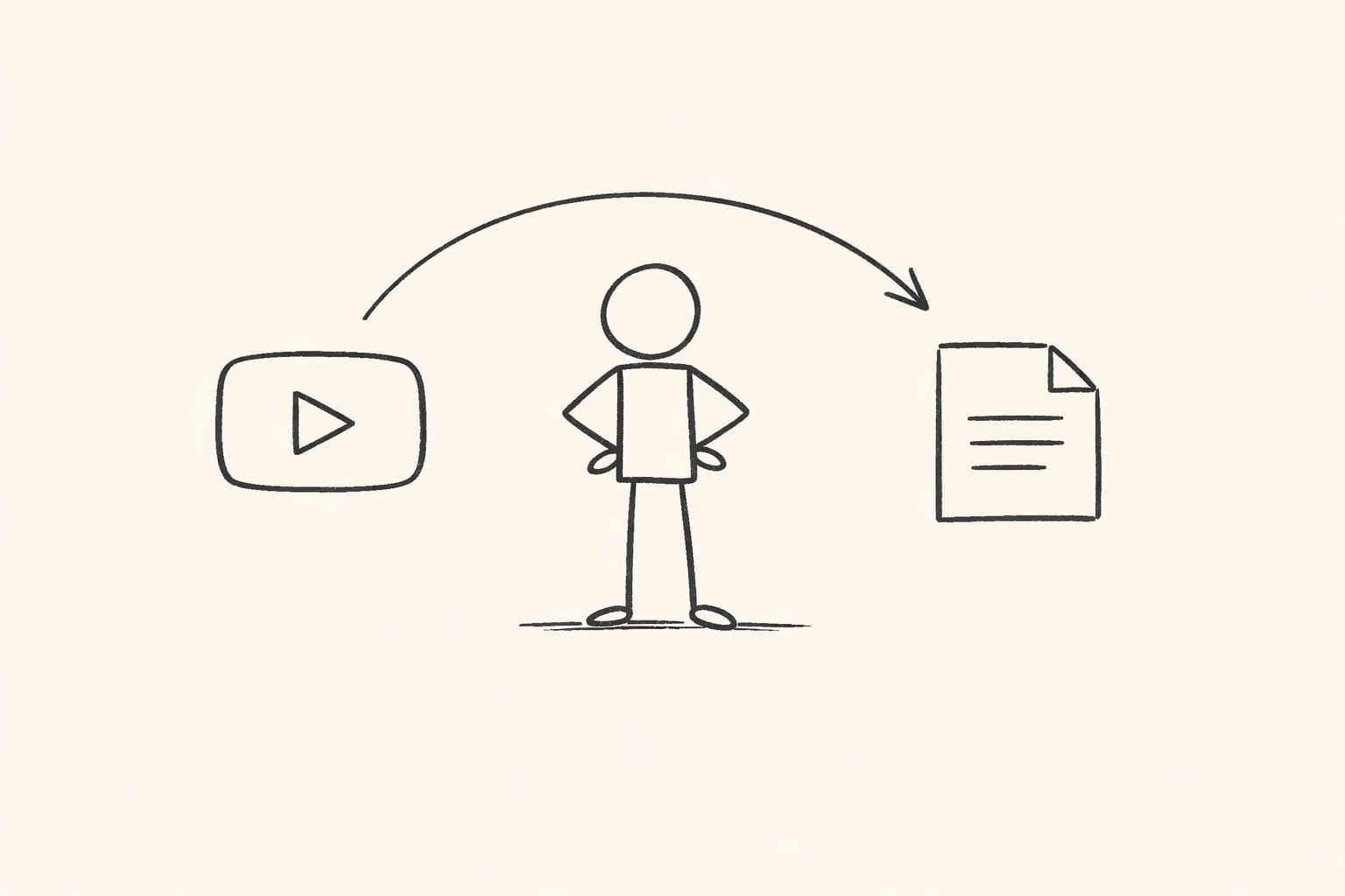 Workflow comparison graphic for getting YouTube video transcripts faster