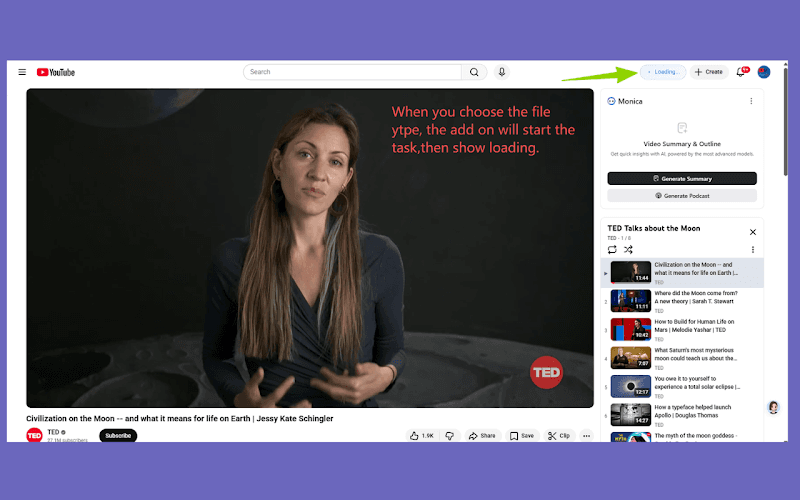 YTVidHub extension detects subtitles on YouTube video page
