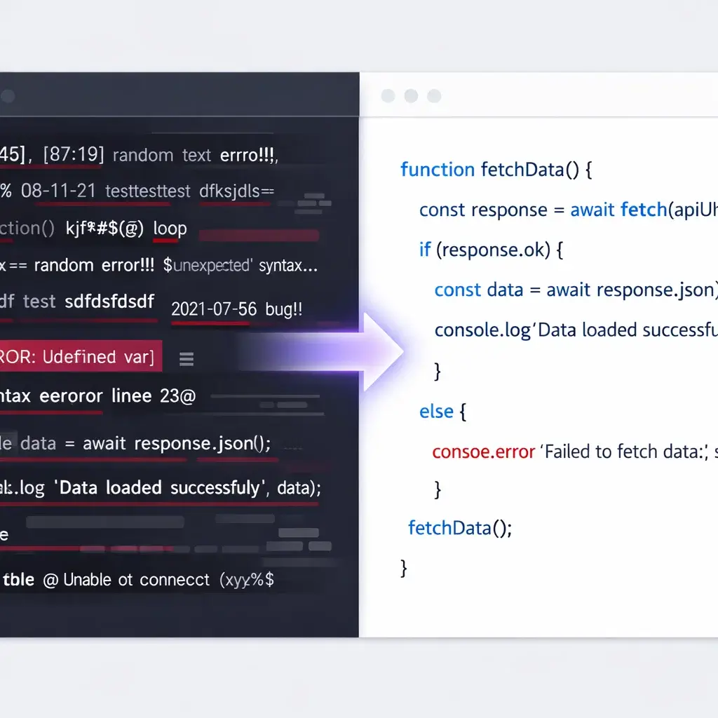 Comparison of raw YouTube VTT subtitles vs YTVidHub's clean TXT output optimized for LLM tokenization