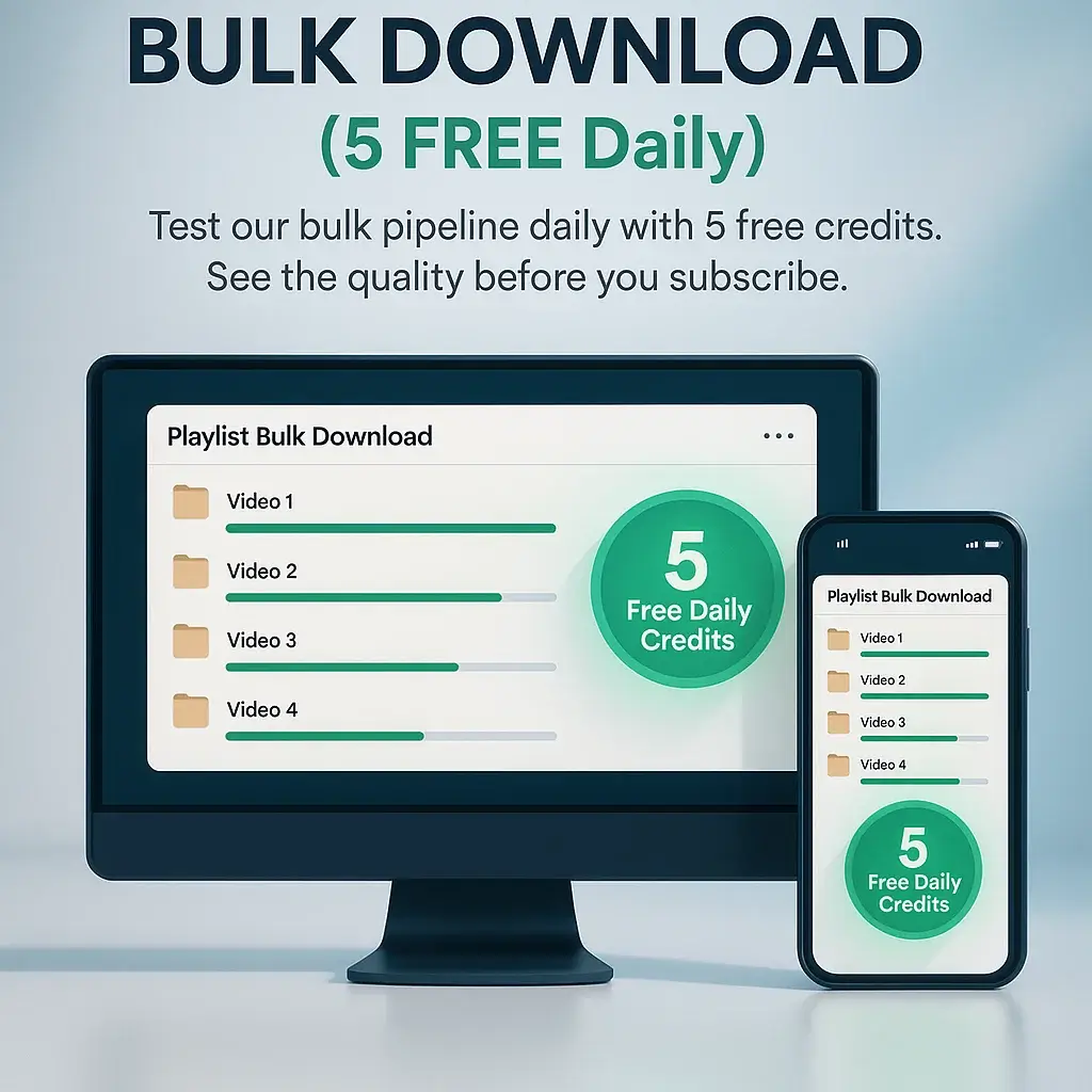 Bulk Download with 5 FREE Daily Credits promotional graphic