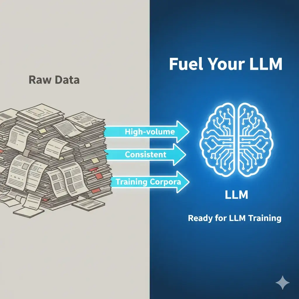 Researcher using YTVidHub interface to fuel an LLM with clean data